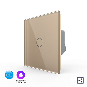 Одноклавишный проходной умный сенсорный выключатель EC, 1 пост, цвет золотой Livolo