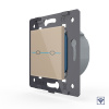 Двухклавишный сенсорный выключатель Quadro с радиоупр., цвет золотой (механизм) Livolo