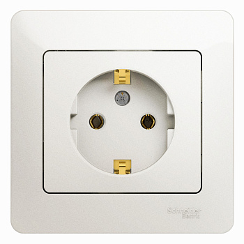 GLOSSA  Розетка СУ 1 мест. с зазем. в сборе 16А перламутр IP20 Schneider Electric