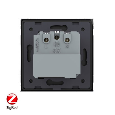 Розетка электрическая ZigBee (Wi-Fi) с заземлением защитными шторками 16A 1 пост Черная Livolo