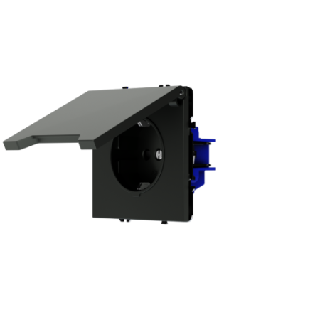 Розетка встраиваемая Voltum S70 с заземлением, защитными шторками и крышкой 16А, (титан)