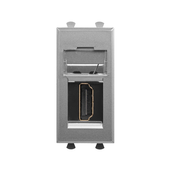 HDMI розетка модульная, тип А-А, "Avanti", "Закаленная сталь", 1 модуль DKC