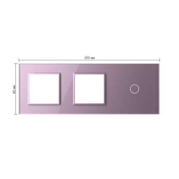 Панель для двух розеток и сенсорного выключателя, 1 клавиша, цвет розовый, стекло Livolo