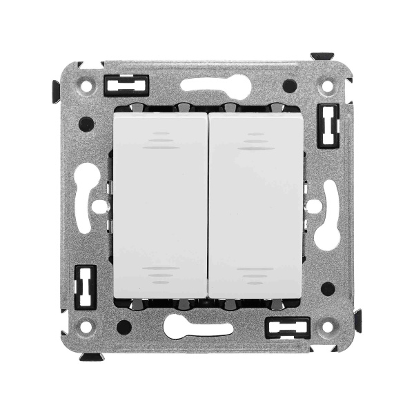 Перекрестный переключатель двухклавишный в стену, "Avanti", "Белое облако" DKC