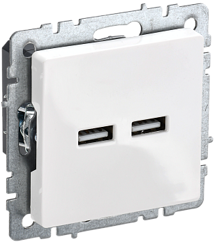 BRITE Розетка USB A+A 5В 3,1А РЮ10-1-БрБ белый IEK 