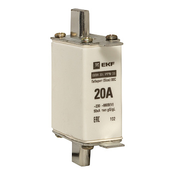 Плавкая вставка ППН-33 100/ 20А габарит 00С PROxima EKF
