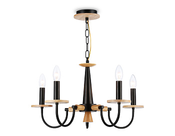 Светильник подвесной TR9593/5 BK/LW черный/светлое дерево E14/5 max 40W D555*660 Ambrella Light