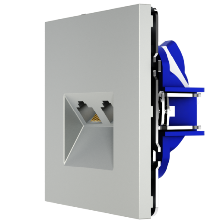 Розетка компьютерная встраиваемая Voltum S70 двойная RJ45+RJ45 КАТ.6, (сталь)