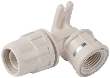 Муфта "ШиреФит" соединительная угловая 90°, с креплением, "штуцер с гайкой - внутренняя резьба", 16мм-1/2" ЗУБР