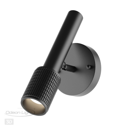 Настенный св-ник выкл на плафоне IP20 LED GU10 max 10W MEHARI черный/металл ODEON LIGHT