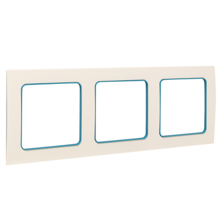 Стокгольм Рамка 3-местная белая с линией цвета синий EKF