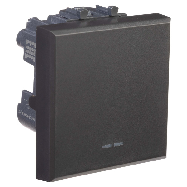 Кнопка одноклавишная модульная, "Avanti", "Черный матовый", 2 модуля DKC