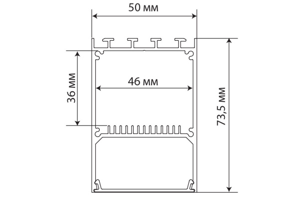 Donel Накладной/подвесной алюминиевый профиль, 50х73,5х2000. Цвет: Анодированное серебро,серия:DN8HF