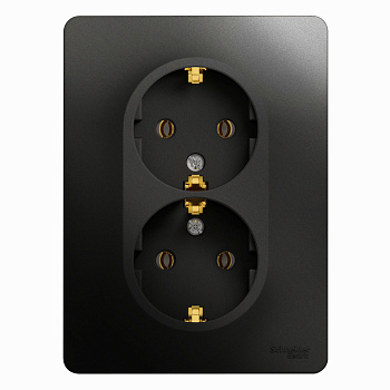 GLOSSA  Розетка СУ двойная с зазем. в сборе 16А антрацит IP20 Schneider Electric