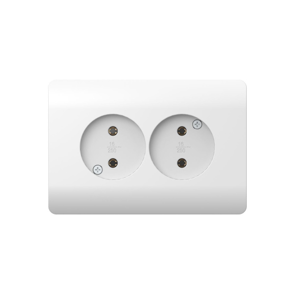Розетка б/з со шторками двойная, 16А, белый NEW3-E CHINT
