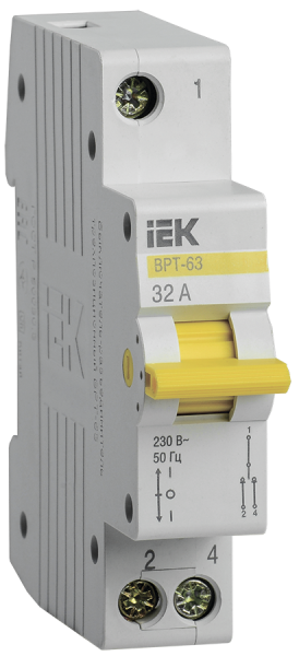 Выключатель-разъединитель трехпозиционный ВРТ-63 1P 32А IEK