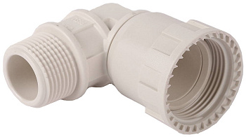 Переходник угловой 90° "ШиреФит" "накидная гайка - наружная резьба", 20мм - 1/2" ЗУБР