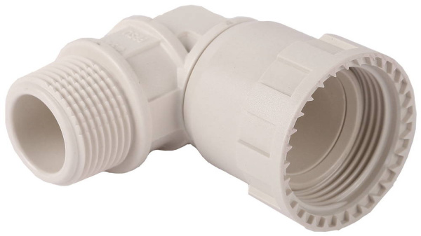 Переходник угловой 90° "ШиреФит" "накидная гайка - наружная резьба", 20мм - 1/2" ЗУБР