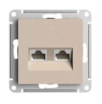 ATLASDESIGN Механизм розетки СУ двойная компьютерная RJ45+RJ45, кат.5E, механизм, песочный