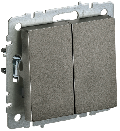 BRITE Выключатель 2-клавишный проходной 10А ВС10-2-6-БрТБ темная бронза IEK