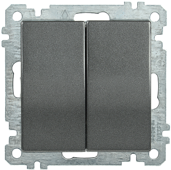 Выключатель 2-клавишный ВС10-2-0-Б 10А BOLERO антрацит IEK