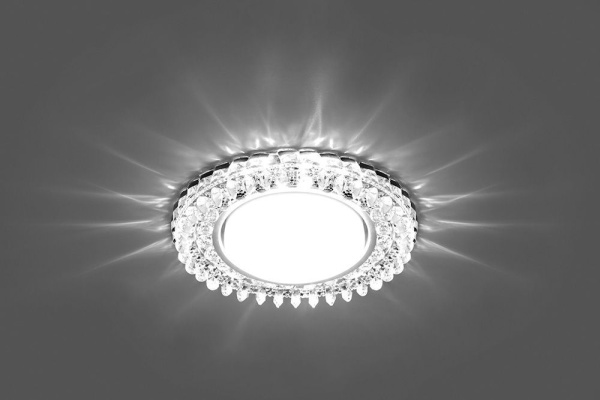 Светильник встраиваемый с белой LED подсветкой Feron CD4027 потолочный GX53 без лампы прозрачный