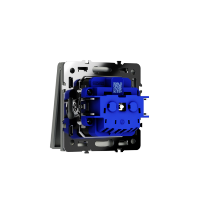 Розетка встраиваемая Voltum S70 с заземлением, защитными шторками и крышкой 16А, (сталь)