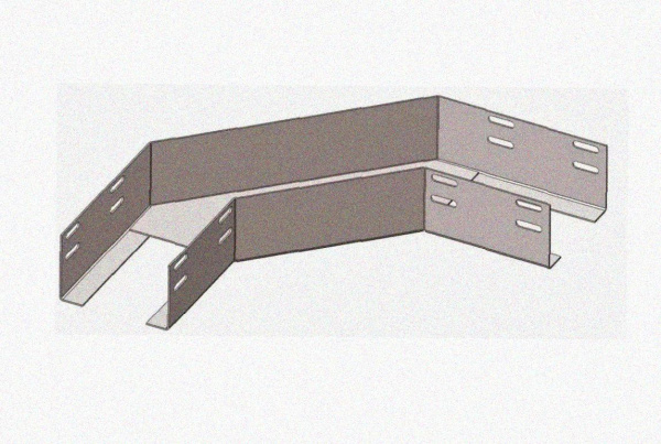 Лоток угловой глухой КГГ 200х80-90 УТ1,5 поворот на 90, оцинкованный лист S1,5