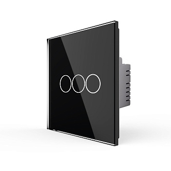 Трехклавишный сенсорный выключатель EU стандарт, 1 пост, цвет черный Livolo