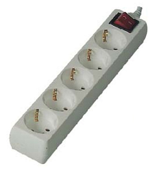 Розеточная колодка GSB-16-5-G-S-IP20, 16 А, 5 мест, с зазаемлением, с выключателем, IP20 General