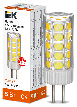 Лампа светодиодная CORN капсула 5Вт 12В 3000К керамика G4 IEK