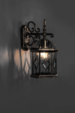 Светильник садово-парковый Feron PL131 шестигранный на стену вниз 60W E27 230V, черное золото