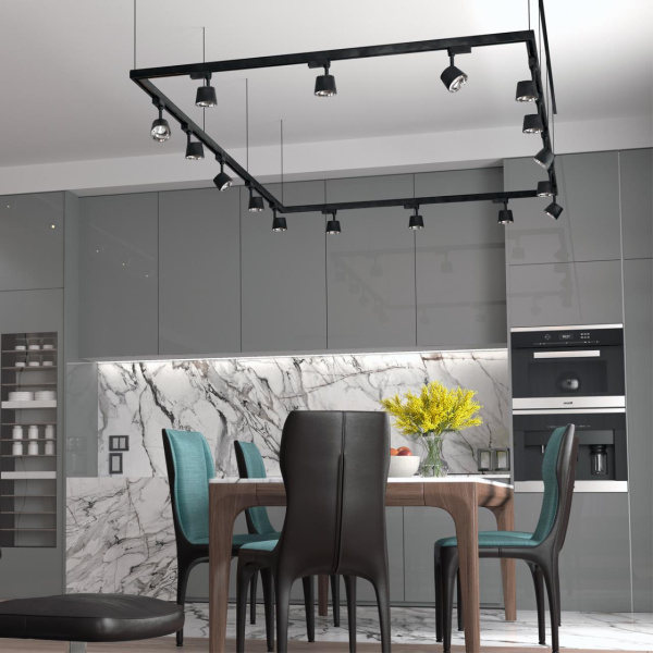 Св-к трековый IP20 LED 4000K 10W 100-265V черный/хром KNOF NOVOTECH