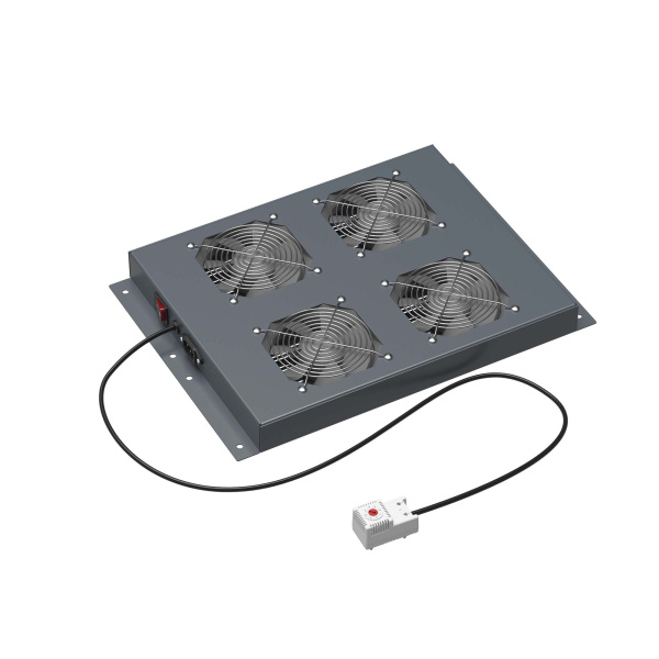 Потолочный модуль 4 вентилятора с термостатом для крыши напольных 19" IT-корпусов ДКС серии CQE шириной 600мм, RAL7011 DKC