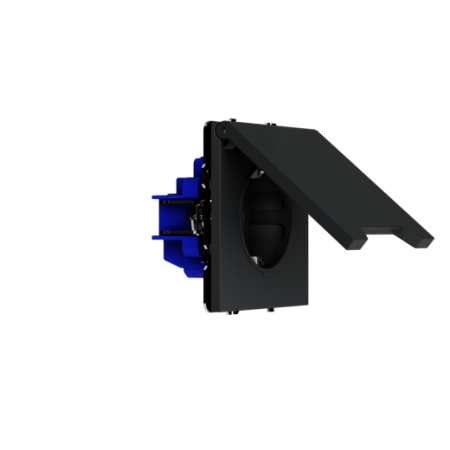 Розетка встраиваемая Voltum S70 с заземлением, защитными шторками и крышкой 16А, (графит)