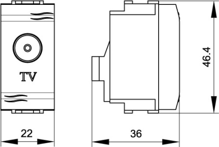 TV розетка с согласующим сопротивлением (универсальная), белая, 1мод. DKC