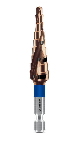 Сверло ступенчатое 4-12мм, 9 ступеней, винтовая проточка, Кобальт Профессионал ЗУБР