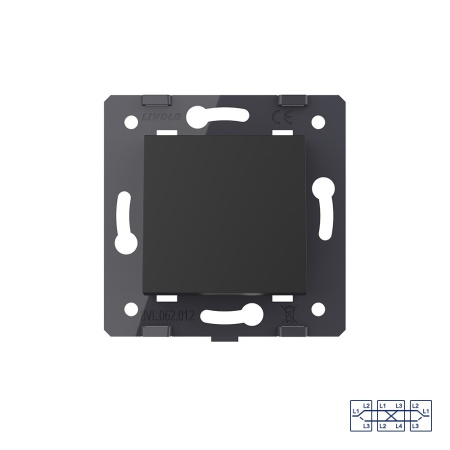 Клавиша перекрестного механического выключателя, цвет черный (механизм) Livolo