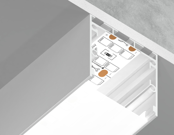 Алюминиевый профиль накл/подвес "Profile System" белый/матовый рассеив. 2000*35*35, 2 заглушки, 4 крепл. в компл. (для ленты до 26мм) Ambrella Light