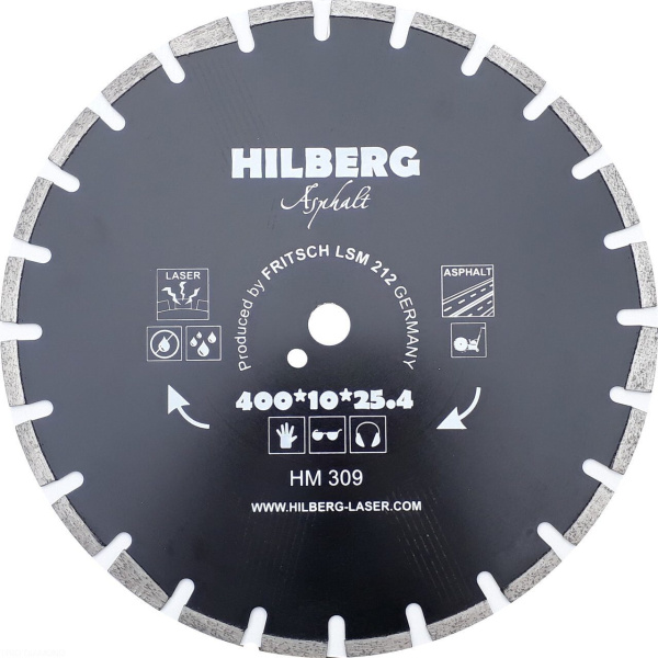 Диск алмазный отрезной 400*25,4*12 Hard Materials Лазер асфальт HM309 Hilberg