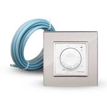 Терморегулятор Welrok RTP для рамки LIVOLO с механическим управлением, датчик пола 3 м, цвет белый с серой рамкой