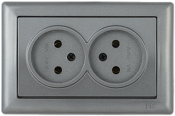 Розетка 2-местная РС20-1-0-БА без з/з 10А BOLERO антрацит IEK