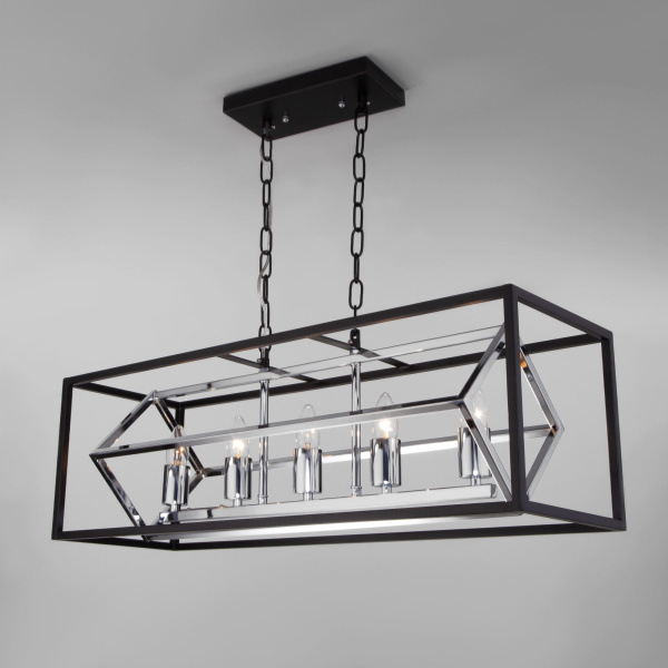 Подвесной светильник в стиле лофт 5*E27 60Вт хром, черный IP20 (70122/5 черный) Eurosvet