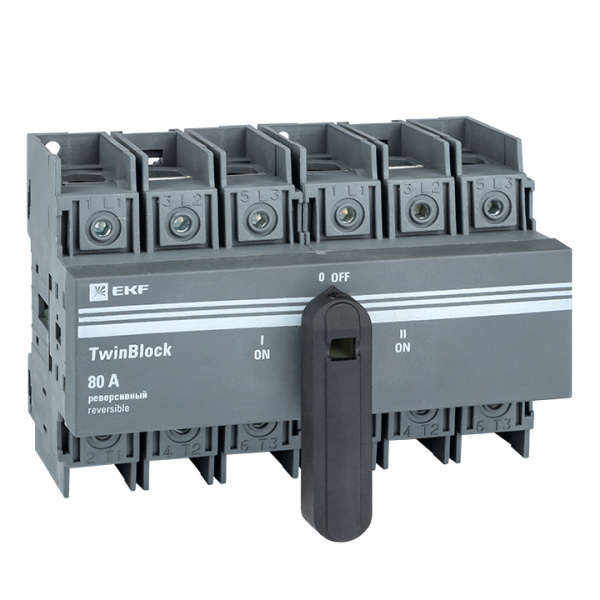 Рубильник 80A 3П реверсивный c рукояткой для прямой установки TwinBlock EKF