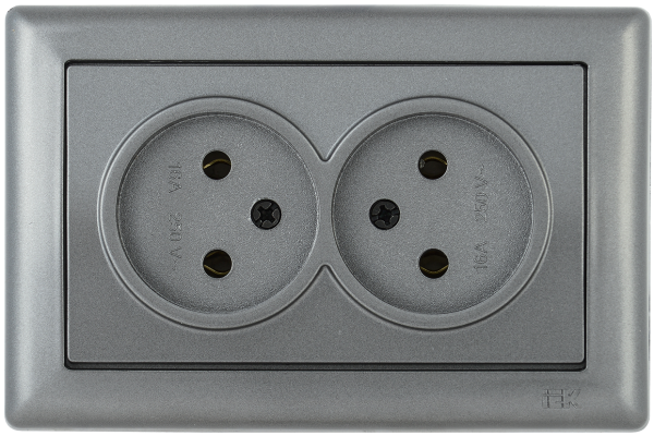 Розетка 2-местная РС20-1-0-БА без з/з 10А BOLERO антрацит IEK
