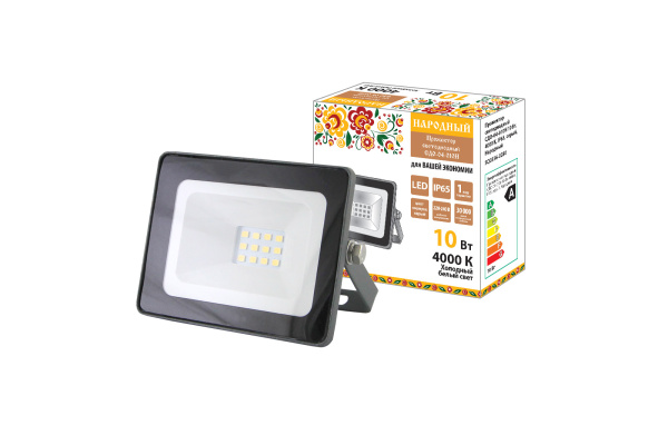 Прожектор светодиодный СДО-04-010Н 10 Вт, 4000 К, IP65, серый TDM, Народный TDM