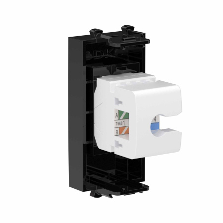 Телефонная розетка RJ-12 без шторки модульная, "Avanti", "Черный квадрат", 1 модуль DKC