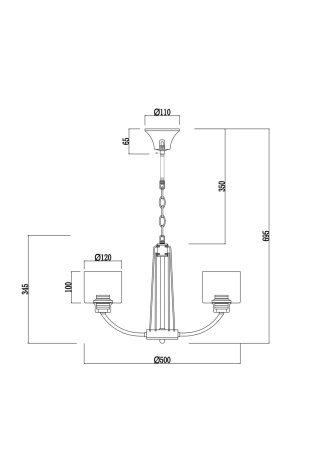 Люстра 5*E27 60Вт Черный и Хром IP20 Teodora FR5003PL-05B Freya