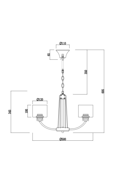 Люстра 5*E27 60Вт Черный и Хром IP20 Teodora FR5003PL-05B Freya