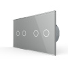 Сенсорный выключатель 4 клавиши (2-2), 2 поста Серый Livolo